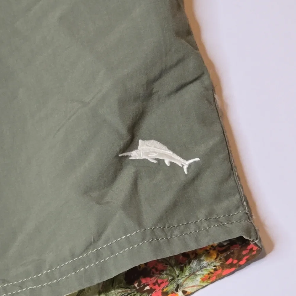 Tommy Bahama Reversible Board Swim Shorts Pocket Tropical Beach Active Green 9